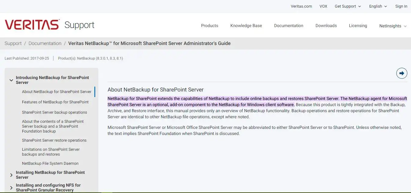 5-best-sharepoint-backup-solutions - Veritas Netbackup