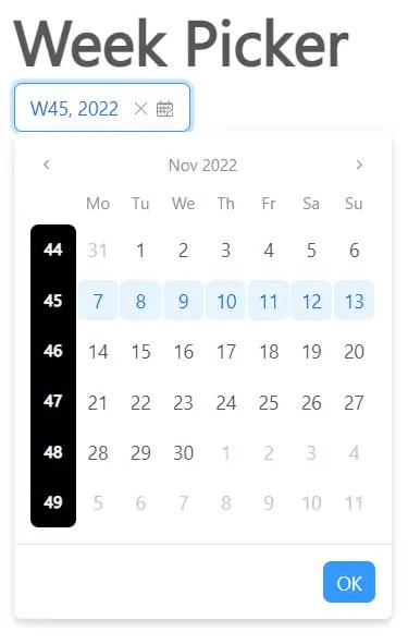 React Week Picker - Week Hover Effect