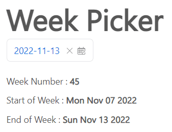 React Week Picker - Week Infos