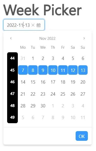 React Week Picker - Week Selected Effect