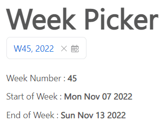 React Week Picker - custom value displayed